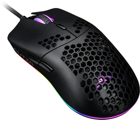 DUTZO Keiryō RGB - Matt Black - Gaming Mus - Optisk - 6 knapper - Sort med RGB lys